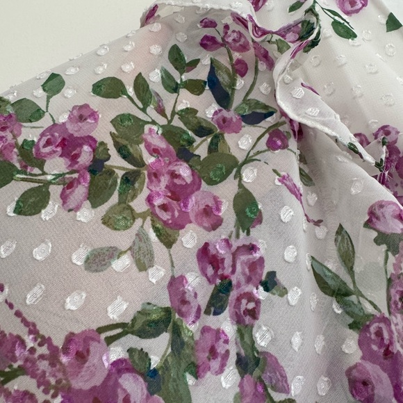 Eliza J Lilac White Floral Wrap Ruffled Tie Front Midi Dress - Picture 11 of 15